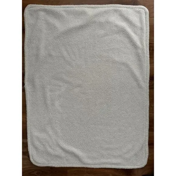 Carter’s Orange Fox & White Leaves Sherpa Tan Baby Blanket 30" x 40" - Picture 5 of 6